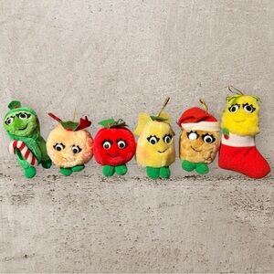 Del Monte YUMKINS Christmas Ornaments Set of 6 Fruit & Vegetables Vintage 1991